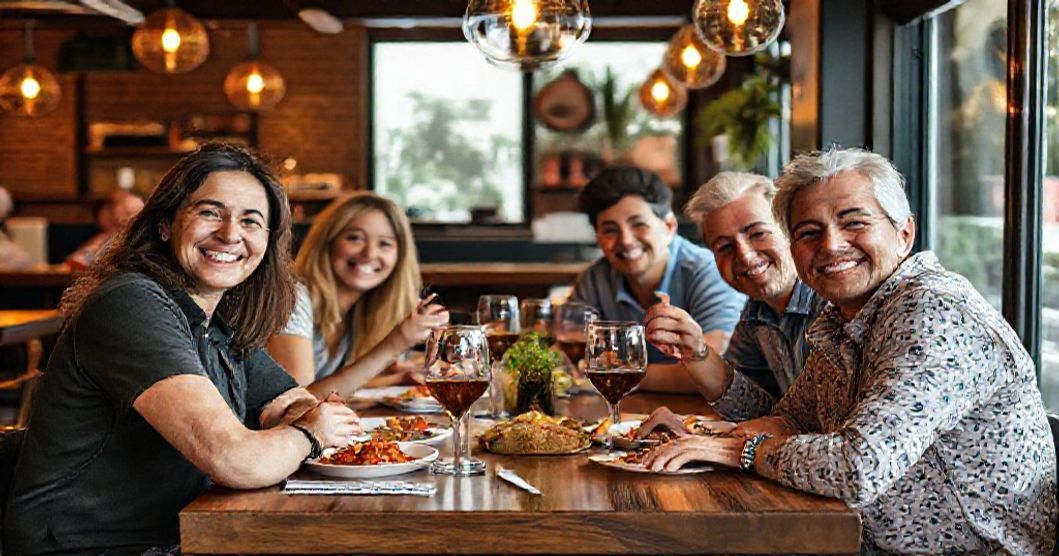Persone felici in un ristorante